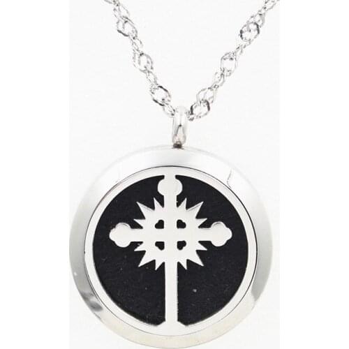 3Style High Quality Cross Aromatherapy Locke Necklace Pendant 316L Stainless Steel 30MM Perfume Locket Pendant With Free Pad