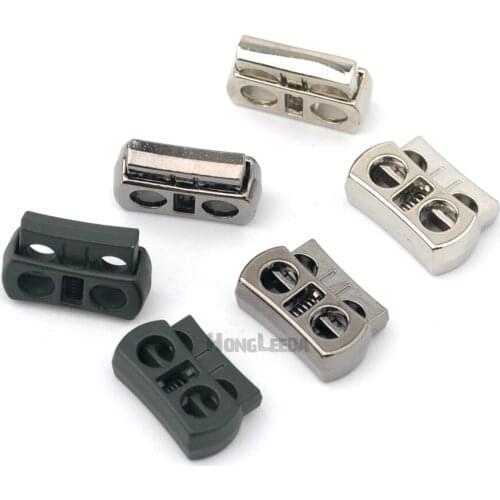 30pcs/lot 2-hole square metal alloy stoppers toggle cord locks 4mm Drawstring lock bungee cord Silver,Black,gunmetal STP-014