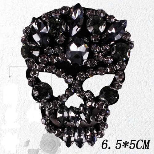 3d Handmade Rhinestones Bead Black Skull Patches for Clothing Sewing Accessories Clothes Appliques Badge Stripe Sticker Patch