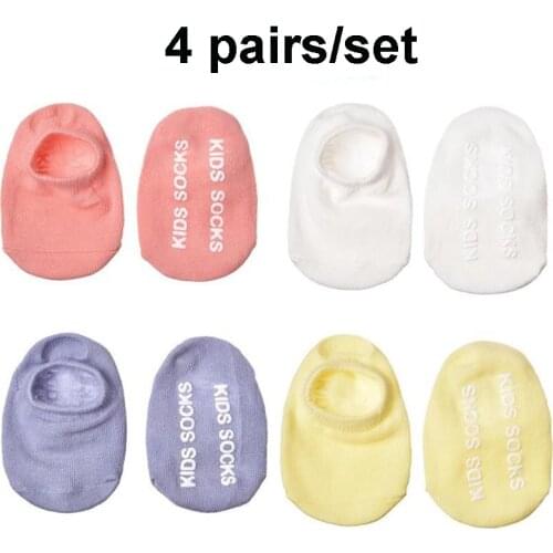 4pairs/Lot Candy Color NewBorn Baby Thin Floor Socks Anti-Slip Ankle Short Socks Unisex Boys Girls Infant First Walker Shoes