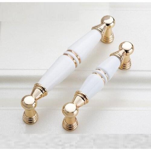 White Ceramic Door Handles Antique Furniture Handles Drawer Pulls Kitchen Cabinet Knobs and Handles YH1531