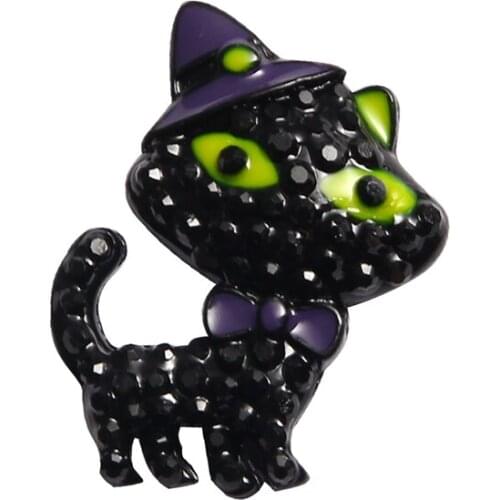 22*27mm rhinestone Halloween black cat button for DIY crafts invitation Accessorie 10PCS/lot(BTN-5648)
