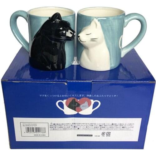 Black and white cat couple cup budding to home set water gift creative animal