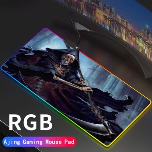 Grim Reaper Gaming Mouse Pad Gamer RGB Backlit Mause Large Anime Mousepad XXL For Desk Keyboard LED Mat 7 colour