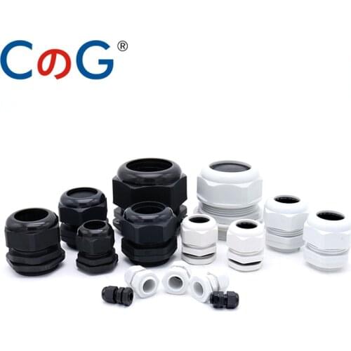 10pcs IP68 PG7 for 3-6.5mm PG9 PG11 PG13.5 PG16 PG19 21 25 Wire Cable White Black Waterproof Nylon Plastic Cable Gland Connector