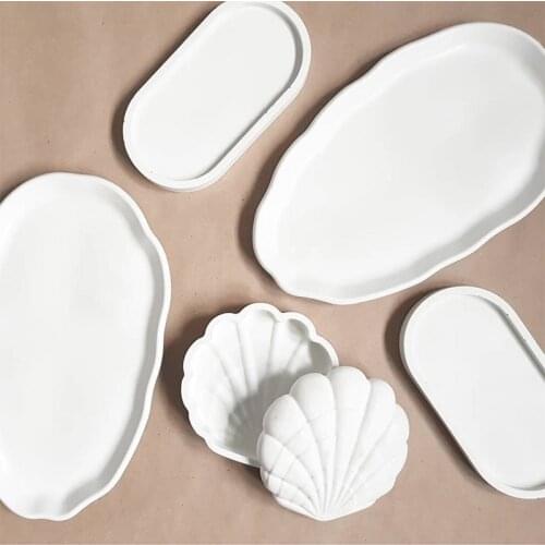 Shell Jewelry Storage Box Concrete Mould Conch Cosmetic Storage Tray Concrete Epoxy Mould Terrazzo Candle Tray DIY