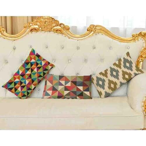 Colorful Geometry Stripe Style Throw Pillows Cover Cotton Linen Sofa Chair Waist Square Cushion Cover Pillow Case