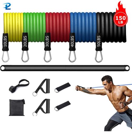 150lbs Fitness Resistance Band Pull Rope Yoga Rubber Band Elastic Band Upgrade Training Band Set Pilates Fitness Equipment Home