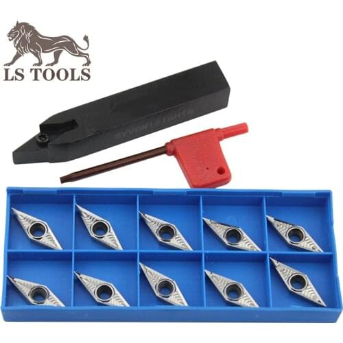 LS TOOLS Lathe External Turning Tool Sets Holder SVVCN1010H11 SVVCN1616H16 2020M16 need VCGT110T04 VCGT160408 Carbide Inserts