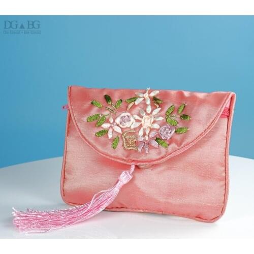 Small Silk Pouches Change Purse Coin Pocket Zipper Pouch Little Zip bag Jewelry Purse Gift Bag Satin Magnetic buckle