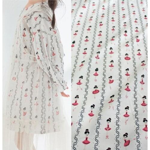 Half Meter Sweet Cute Girl Stripe Print 100% Cotton Fabric For Dress Shirt Pajamas Girls Garment T889