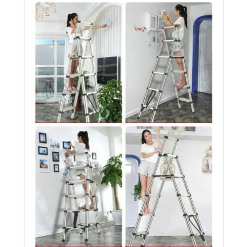 2.0M multifunctional folding household herringbone ladder aluminumalloy telescopic ladder construction decoration project ladder