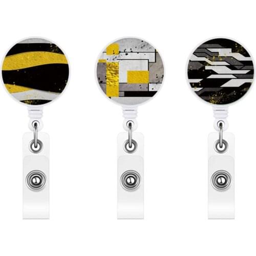 Fashion 1 Piece Retractable Nurse Badge Reel Clip Marble Badge Holder With Clip Name Keyring Holder Office Accessories