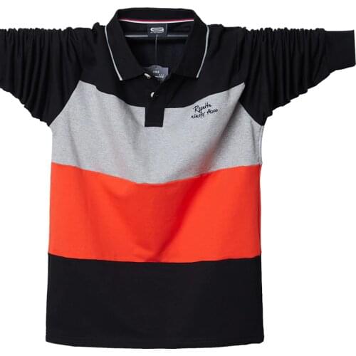 2021 Style Autumn Tops Men Tees Mens Polo Shirts Fashion Striped Long Sleeve Casual Polo Shirt Men Clothing Large Size 5XL