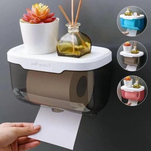 Wall Mount Tissue Holder for Bathroom Storage Box Punch-Free Home Supplies Phone Rack Case Toilet Paper Holder Waterproof