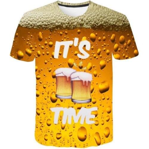 New Comfortable Mans T-Shirt Its Beer Time 3D Prints Hipster Tshirts Summer Funny Personalized Top Wholesale Discount