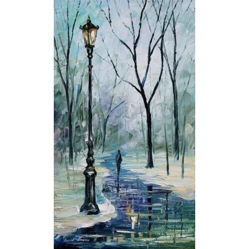 Handmade Modern Abstract Art Work Palette Knife Winter Alley Impressionism Oil Painting On Canvas Unique Christmas Gift Picture