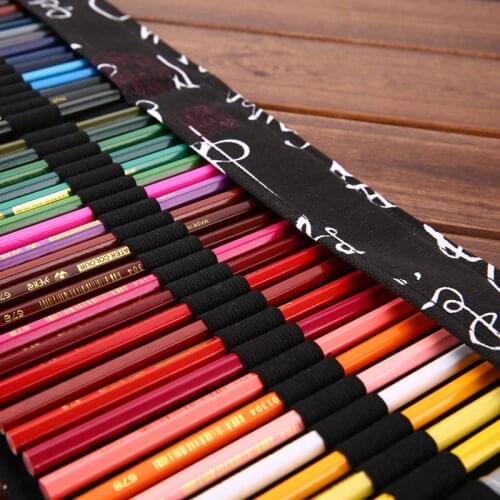 Chinese style retro handmade handwriting pencil bag 36/48/72 hole canvas pencil case colored pencil curtain multi-layer