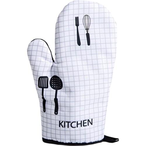 Adults Heat-Resistant Gloves, Floral Print Household Grilling Gloves with Mat for Microwave Oven BBQ Oven