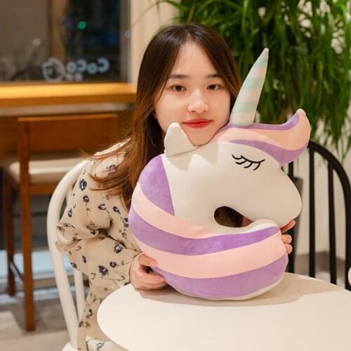 New 45CM Kawaii Creative Neck Pillow Unicorn Plush Toys Office Lunch Break Nap Sleeping Cushion Stuffed Gift Doll For Kids Girls