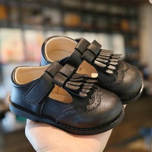 Hot Childrens fashion British leather shoes Girls' classic casual shoes PU Comfortable Soft sole Non-slip Princess Single shoes