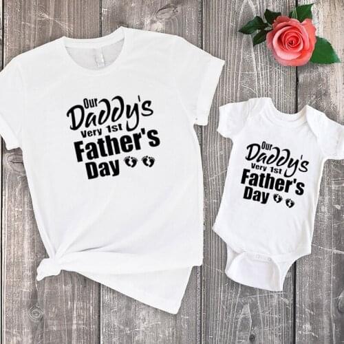 Print Casual Top 2020 Summer First Fathers Day Tshirt Family Clothing Daddys 1st Fathers Day Family Matching Clothes