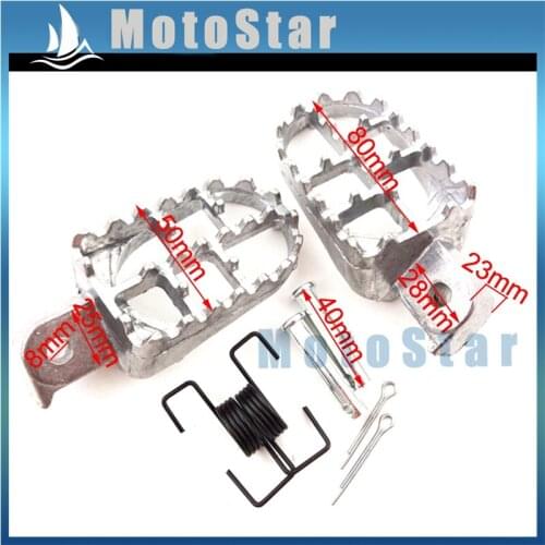 Silver Aluminium Foot pegs For Pit Dirt Motor Bike Motorcycle PW50 PW80 TW200