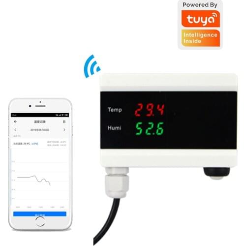 Tuya Wifi Smart Temperature and Humidity Sensor With Digital Display and Built-in Alarm Buzzer