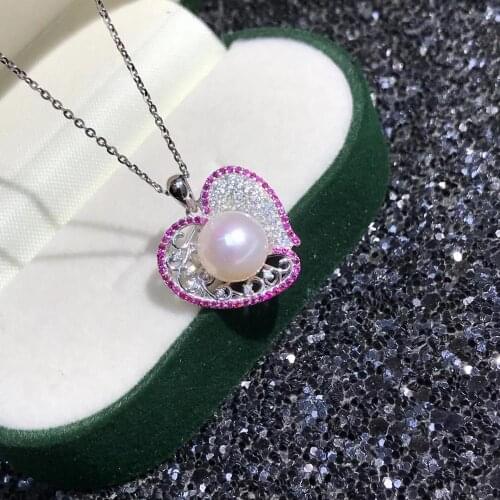 Heart Shape 925 Sterling Silver Pendant Base Settings Mountings Findings Parts for Pearl Crystal Jade Agate 5pcs/lot