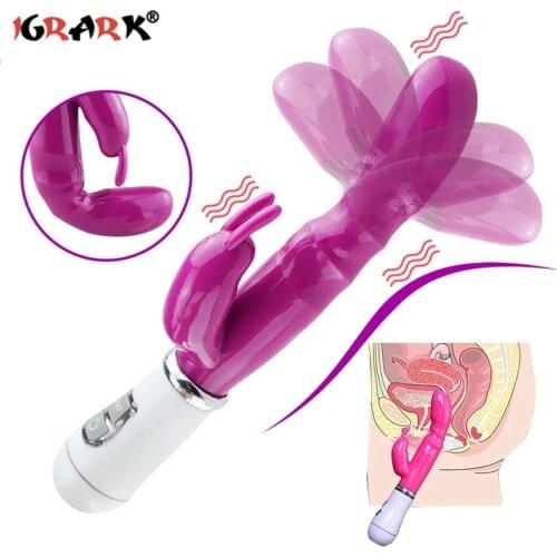 12 Speed G Spot Rabbit Vibrator Anal Sex Toys for Women Dildo AV Stick Vagina Clitoral Massager Female Masturbator Adult Product