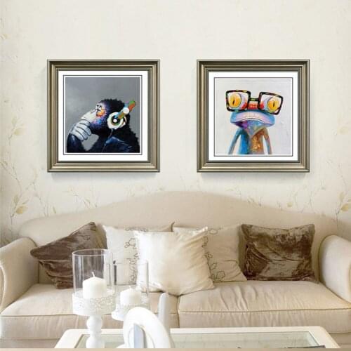 Xdr035 oil Painting Glasses frog , Listing Muis Monkey print canvas painting Photo print Wall Pictures for living Room Picture