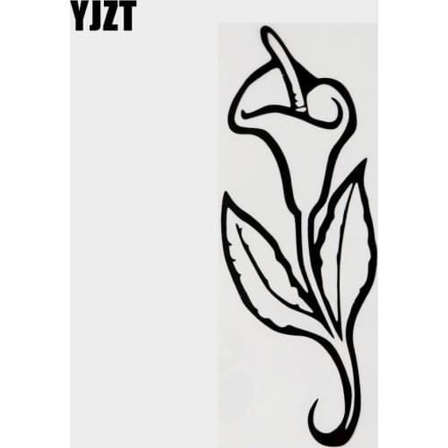 YJZT 6.5CM×17.8CM Fashion Lily Flower Vinyl Car Window Sticker Decal Black/Silver 18B-0055
