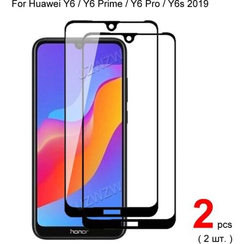 2pcs Full Cover Tempered Glass For Y6 2019 / Y6 Pro / Y6 Prime Y6s 2019 Protective Glass Screen Protector For Huawei Y6 2019