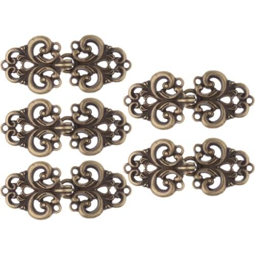 5 Pair Swirl Flower Cape Cloak Clasp Fasteners Sew On Hooks and Eyes Cardigan Clip Cloak Clasp Fasteners Sweater Button Brooch
