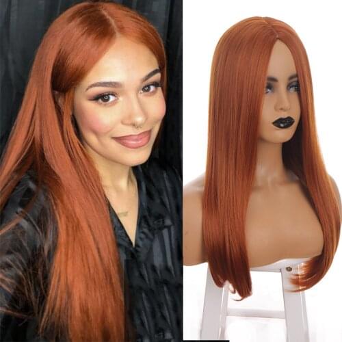 HOUYAN HOUYAN wig female cosplay long straight hair orange red natural synthetic womens wig