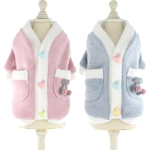 Winter Pet Costume Dog Clothes Cute Cat Puppy Coat Jacket Cardigan Terrier Pomeranian Yorkshire Maltese Poodle Bichon Clothing S