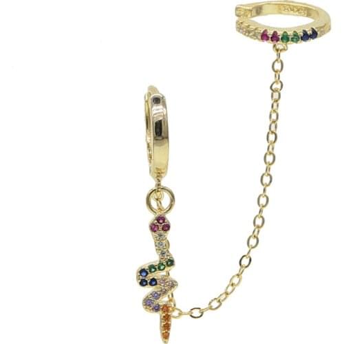 Snake earring Gold filled with rainbow cz High quality trendy gold jewelry