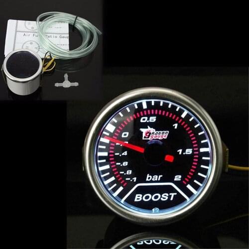 1set 2inch 52mm Universal Car White LED Turbo Boost Gauge Vacuum Meter