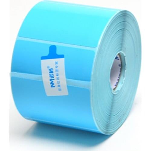 1 Roll Blue Thermal Label Sticker Paper 30-100MM Supermarket Price Blank Barcode Label Direct Print Waterproof Print Supplies