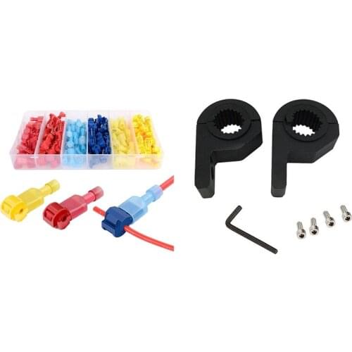 120 Pcs Quick Splice Wire Terminals T-Tap Self-Stripping & 2Pcs Mount Bracket Fog Driving Light Spotlight Clamp Bracket