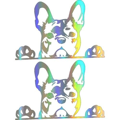 2pcs Motorcycle Pet Universal Automobiles Decor Reflective Car Sticker Exterior Accessories Funny Safety Bulldog Shape Cartoon