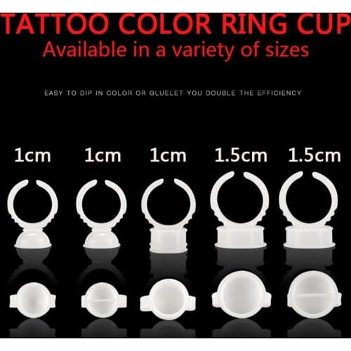 200Pcs Disposable White Ring Cup Pigment Color Cup Ring Tattoo Ink Rings For Permanent Make Up Tattoo Machine Accessories