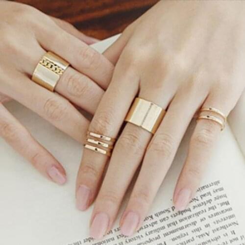 3Pcs/Set Women Open Rings Stack Plain Finger Band Finger Knuckle Rings Anel Rock Fashion Wedding Party Jewelry