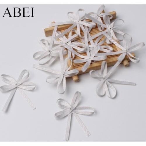 50pcs Grey Bow Ties Satin Ribbon Bows Sewing Accessories DIY Gift Scrapbook Cards Decoration