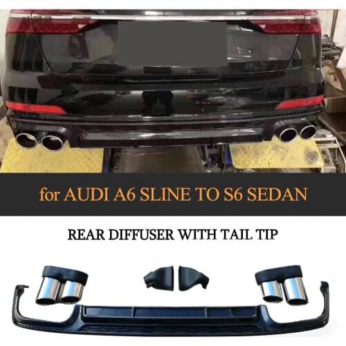 A6 Sline Car Rear Bumper Diffuser Lip Spoiler For Audi A6 Sline 2019 Not S6 RS6 PP Diffuser