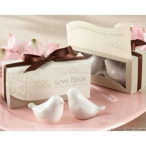 Free shipping Love birds ceramic salt and pepper Shaker 200pcs=100SET/LOT wedding favors and gifts 2PCS/SET