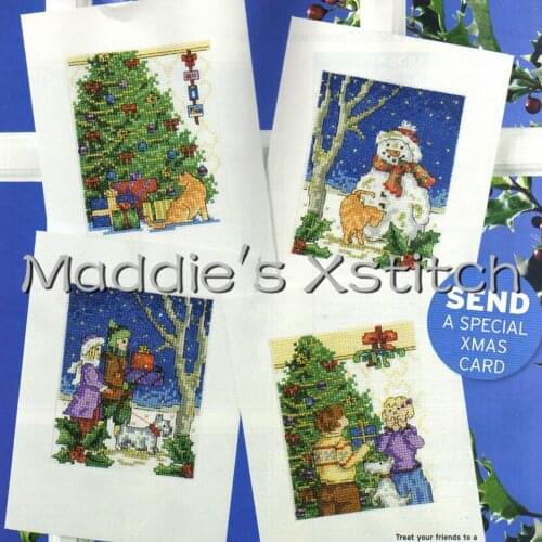 CD109 14ct Seasons Cross Stitch Kit Card Package Greeting Card Needlework Counted Cross-Stitching Kits Christmas Cards Gift