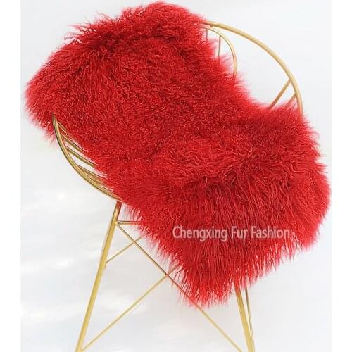 CX-D-24E Solid Mongolian Lamb Fur Blankets Great Quality Warm Real Fur Carpet