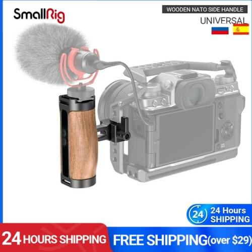 SmallRig Wooden NATO Side Handle With Cold Shoe Mount For Dlsr Camera Cage Video Shooting Photograpy DIY Wooden Handgrip- 2915