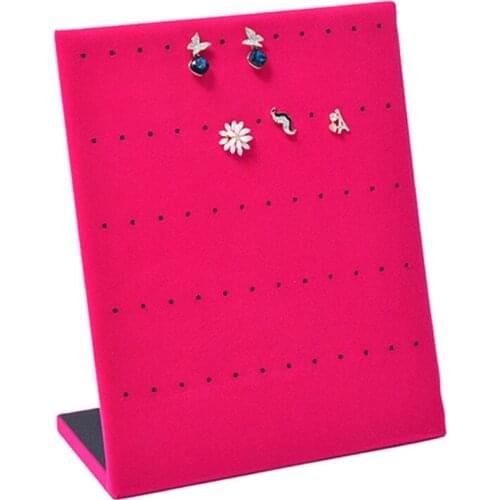 Wood Velvet Earrings Holder Earring Jewelry Packaging Display Stand Show Case Organizer Tray Rose Red/Black/Beige